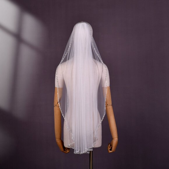 BRIDELLA BV235-IY1 Exquisite Beaded Bridal Veil for Women's Wedding Dresses - Picture 2 of 8